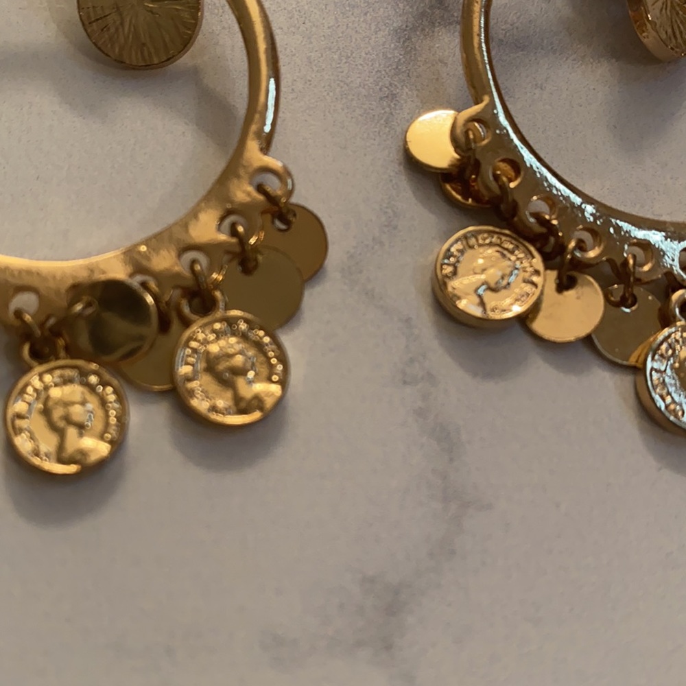 Gold Coin Earrings - Picture 2 of 2